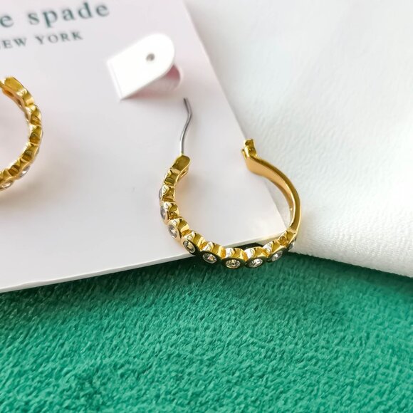 KATE SPADE Full Circle Gold Clear Crystal Hoop Earrings NEW - Picture 3 of 3